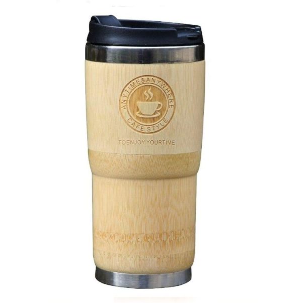thermos isotherme en bambou café style
